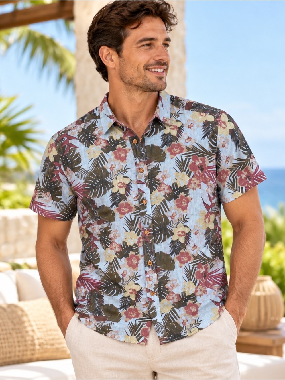 Untuckit Button Down Shirt Mens Medium Short Sleeve All Over Print Floral